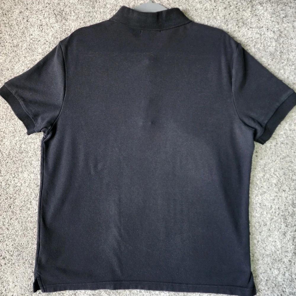 True Religion Polo Shirt Mens Large Black‎ Horseshoe Logo Excellent